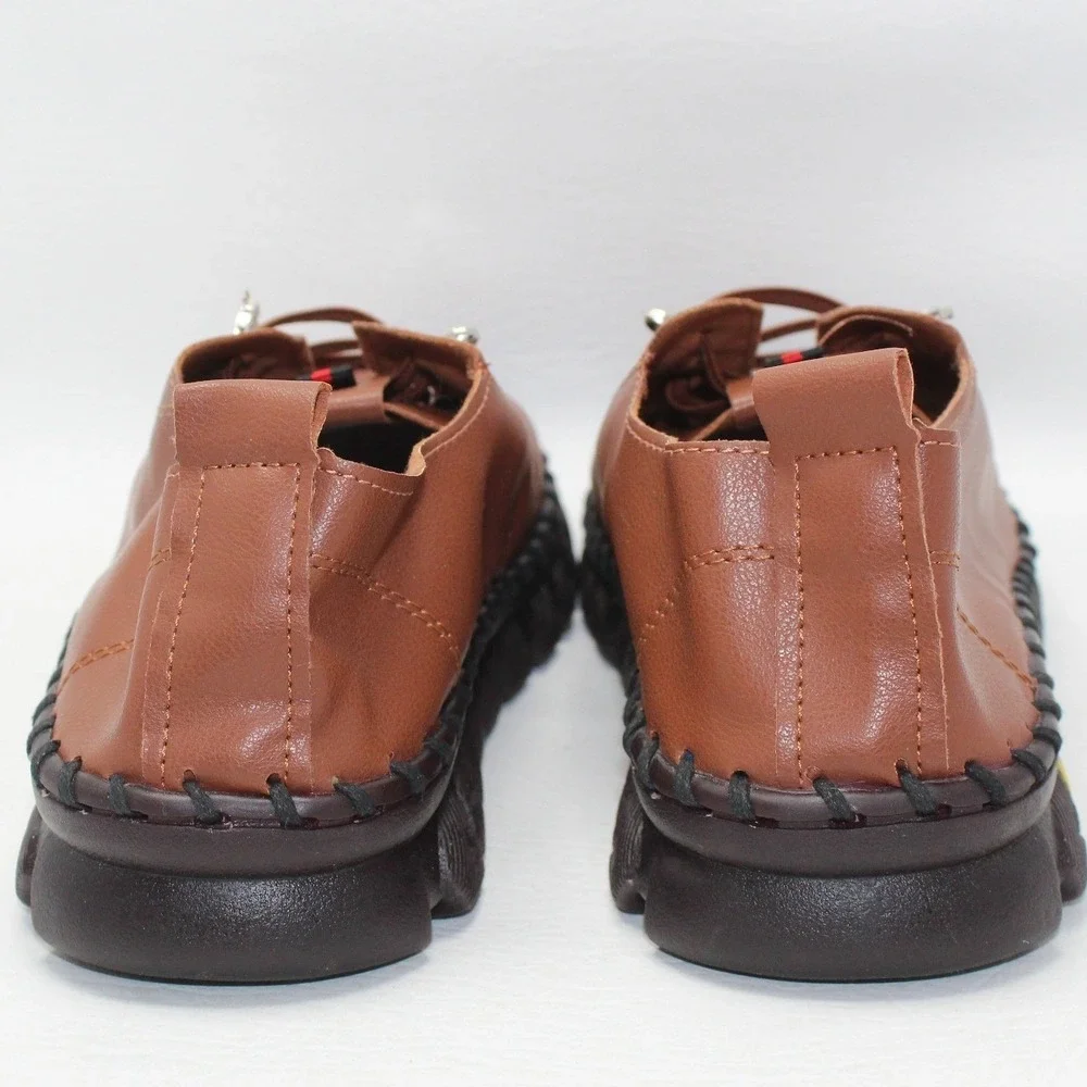 OY Brown Faux Leather Whipstitch Bubble Sole Slip On Shoes W Size 10 / Men 8‎